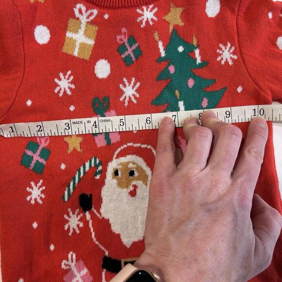 H&M Kids Christmas SWEATER HOLIDAY SANTA CANDY CANE 9-12M Infant Red Snowflakes - Picture 4 of 7
